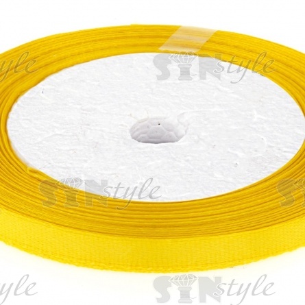  Лента атласная, ширина 6 мм, намотка 25 ярдов, цвет лимонный (№015) фото 2