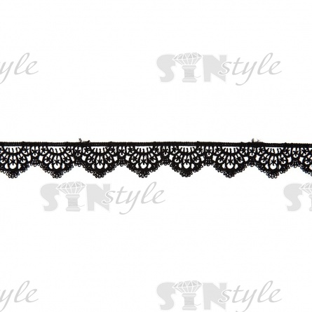 Кружево ажурное матовая нить, ширина 20 мм, цвет черный, намотка 15 ярдов фото 1