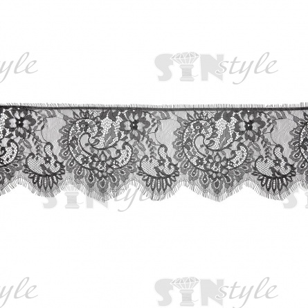 Кружево "Французское", ширина 160 мм, цвет черный, длина 3 метра фото 2