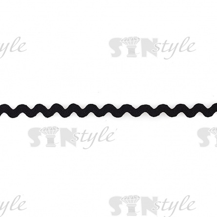 Декоративная тесьма вьюнок, ширина 8 мм, намотка 25 метров, цвет черный (№20) фото 2