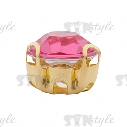 Стразы пришивные акриловые в цапах, форма круг, цвет бледно-малиновый, диаметр 7 мм, 720 шт/уп фото 2