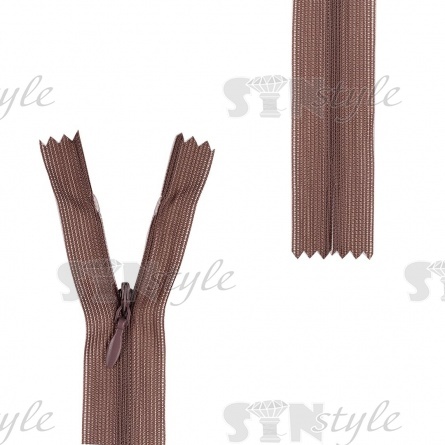 Молния спираль, тип 3, потайная, неразъемная, основа капрон, длина 50 см, цвет 327 (капучино), бегунок цвета основы фото 1