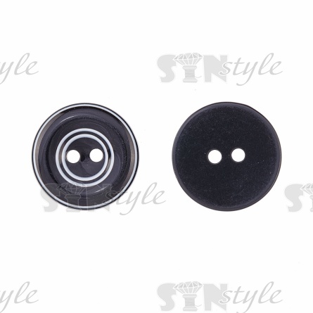 Пуговица пластиковая на два прокола, размер 40L, цвет черный/белый фото 2