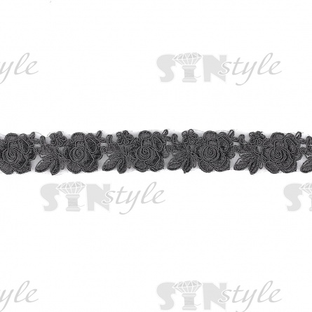 Кружево гипюр, нежная тонкая цветочная гирлянда с резными краями, ширина 40 мм намотка 10ярд фото 1