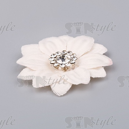 Цветочки декоративные со стразами, цвет шампань, диаметр 30 мм фото 2