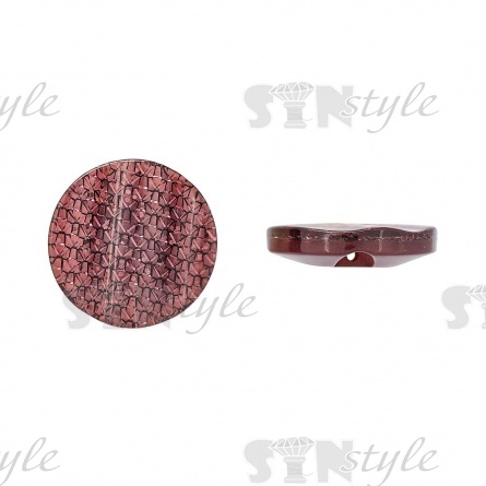 Пуговица пластиковая на полуножке, размер 34L, круглой формы, шляпка волнистая, цвет грязно-розовый с блестками фото 1