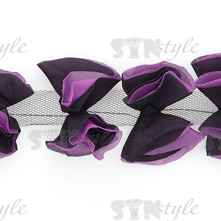 Кружево "Бантики" из капроновой ленты, ширина 65 мм, цвет фиолетовый (113), намотка 10 ярдов фото 2