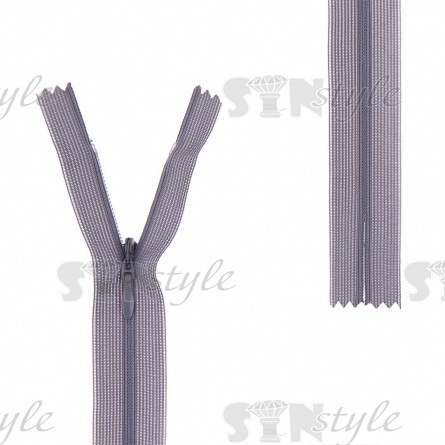 Молния спираль, тип 3, потайная, неразъемная, основа капрон, длина 50 см, цвет 319 (серый), бегунок цвета основы фото 2