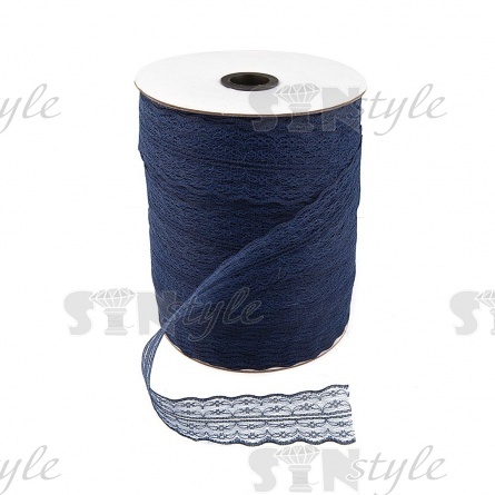 Кружево на сетке, ширина 45 мм, цвет темно-синий (№15), намотка 300 ярдов фото 1