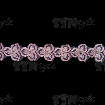 Цветочки из капроновой ленты, ширина 33 мм, намотка 20 ярдов, цвет розовый+белый, № 5 фото 2