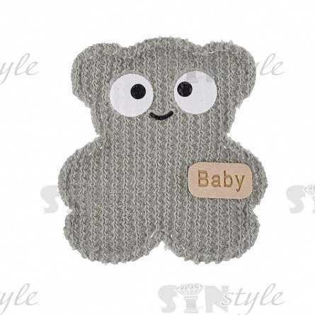 Аппликация 3D "Мишка", цвет серый, размер 40х40 мм фото 1