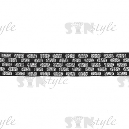 Жаккардовая лента, ширина 25 мм, намотка 10 м, цвет черный+серебро фото 2