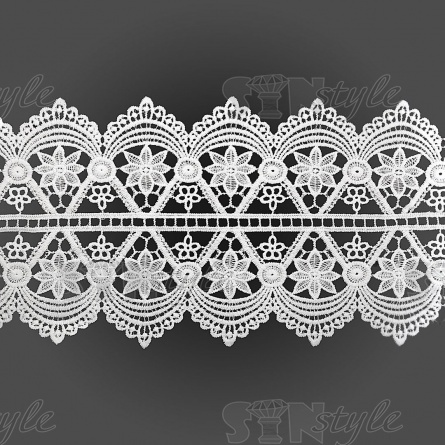 Кружево ажурное матовая нить, ширина 140 мм, цвет белый, намотка 15 ярдов  фото 2
