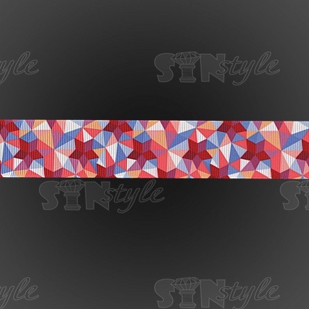 Лента репсовая, с геометрическим принтом, ширина 25 мм, цвет бордовый+микс, намотка 20 ярдов фото 3