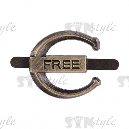 Брошь металлическая, тип крепления "усики", цвет бронза, размер 17 мм х 20 мм фото 1