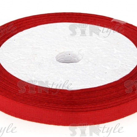 Декоративная лента атласная, ширина 6 мм, намотка 25 ярдов, цвет темно-красный (№033) фото 2