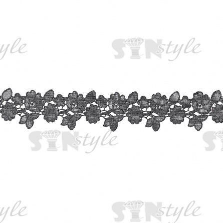 Кружево ажурное, нежная цветочная гирлянда с резными краями, ширина 50 мм, цвет черный, намотка 15 ярдов фото 1