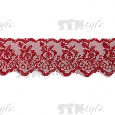 Кружево декоративное, ширина 40 мм, цвет бордовый (48), намотка 10 ярдов фото 1