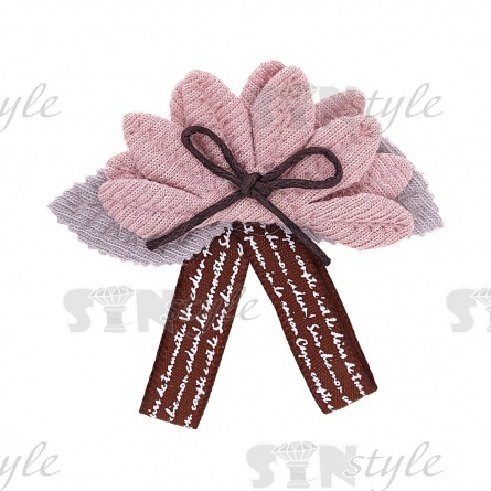 Аппликация 3D "Цветочек", цвет грязно-розовый+серый, размер 65х65 мм фото 1