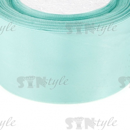 Декоративная лента атласная, 55 мм, намотка 25 ярдов,  цвет светло-голубой (№141) фото 2