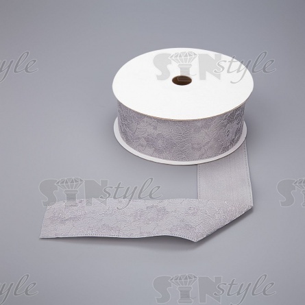 Декоративная лента двухслойная, цвет серый, ширина 40 мм, намотка 20 ярдов фото 1