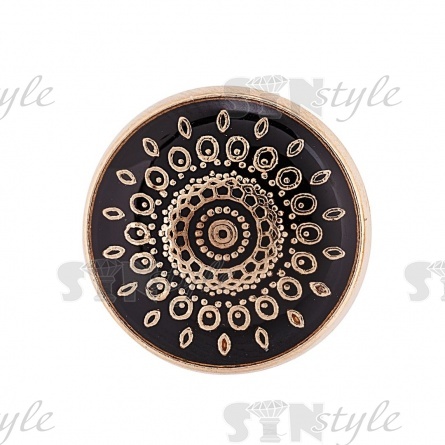 Пуговица металлическая на ножке, золото/черный, 28L фото 2