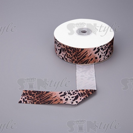 Лента репсовая, с анималистическим принтом, ширина 25 мм, намотка 20 ярдов фото 1