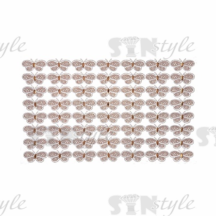 Термоаппликация "Бабочка" из стеклянных страз, цвет золотой, размер 25х55 мм, 56 шт на листе, лист 240х400 мм фото 1