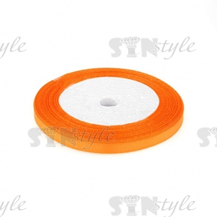 Лента атласная, ширина 6 мм, намотка 25 ярдов, цвет апельсиновый (№164) фото 1