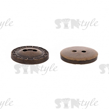 Пуговица пластиковая на два прокола, 34L, цвет бронза фото 3