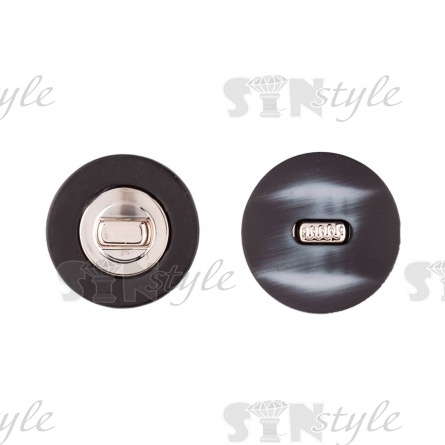 Пуговица пластиковая на ножке, черная с серым, 28L фото 1