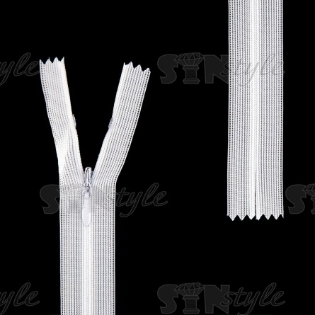 Молния спираль, тип 3, потайная, неразъемная, основа капрон, длина 20 см, цвет 101 (белый), бегунок цвета основы фото 1