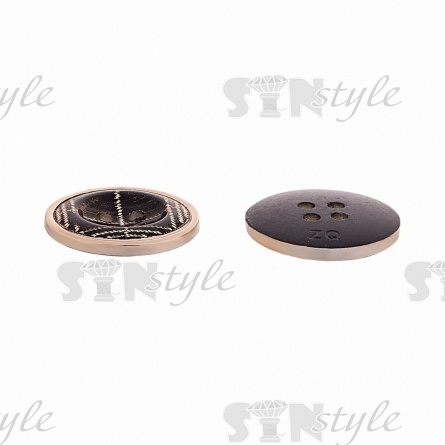 Пуговица пластиковая на четыре прокола, размер 28L, цвет золотой/черный фото 3