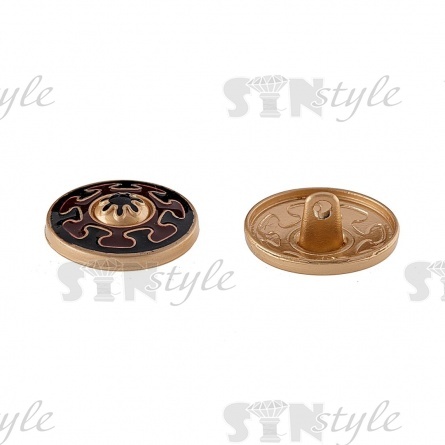 Пуговица металлическая на ножке, бронза/черный, 34L фото 2