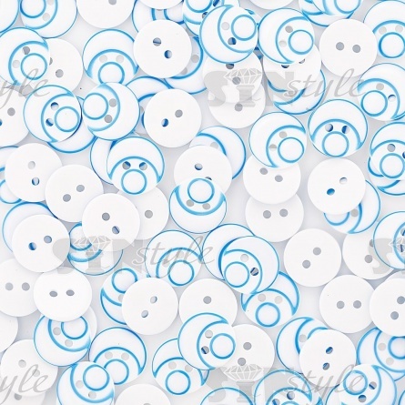 Пуговица пластиковая на два прокола, размер 20L, цвет белый/голубой фото 4