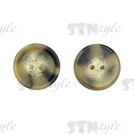 Пуговица пластиковая на два прокола, размер 32L, цвет темно-бежевый+черный фото 1