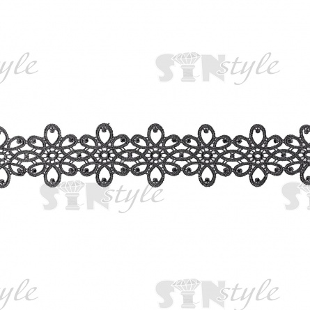 Кружево ажурное с цветочным орнаментом, ширина 63 мм, цвет черный, намотка 10 ярдов фото 2