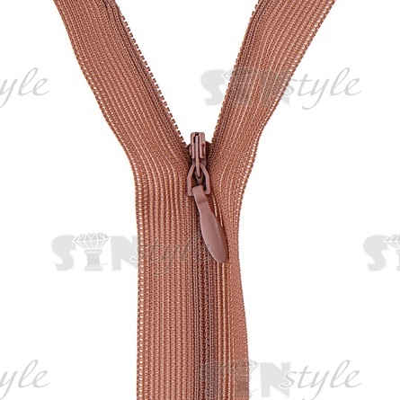 Молния спираль, тип 3, потайная, неразъемная, основа капрон, длина 50 см, цвет 293 (капучино), бегунок цвета основы фото 2