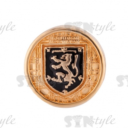 Пуговица металлическая на нодке, размер 28L, цвет золотой+черный  фото 2