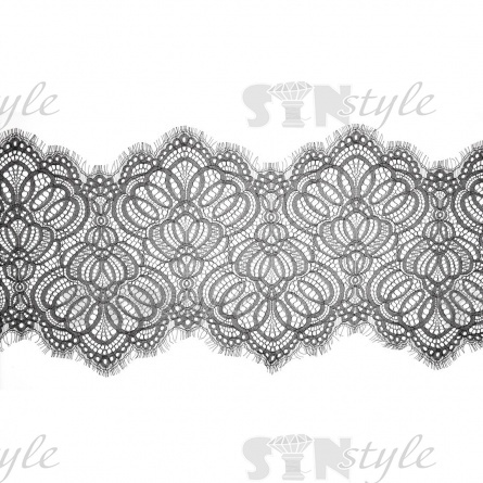 Кружево "Французское", ширина 250мм, цвет черный, длина 3 метра фото 2
