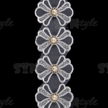 Бантики из капроновой ленты, ширина 55 мм, намотка 20 ярдов, цвет белый, № 7 фото 1