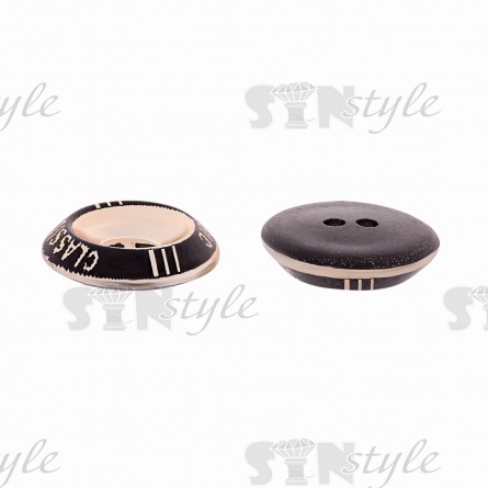 Пуговица пластиковая на два прокола, золотая с черным, 20L фото 3