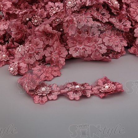 Цветочки из капроновой ленты, размер 55 мм, цвет грязно-розовый, намотка 20 ярдов, 17 шт/ярд фото 1