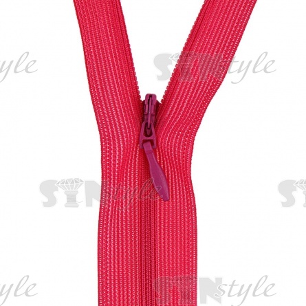 Молния спираль, тип 3, потайная, неразъемная, основа капрон, длина 50 см, цвет 144 (малиновый), бегунок цвета основы фото 2