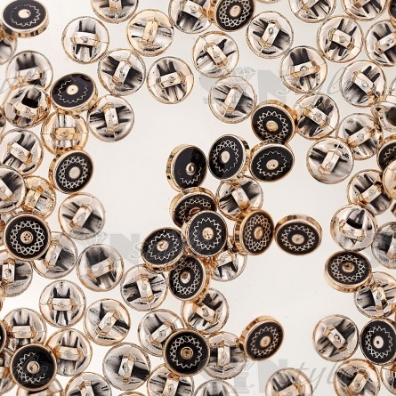 Пуговица пластиковая на ножке, размер 18L, цвет золото/черный  фото 3