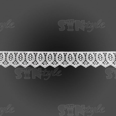 Кружево вязаное ажурное, ширина 60 мм, цвет белый, намотка 15 ярдов фото 2