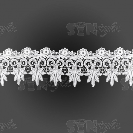 Кружево ажурное матовая нить, ширина 120 мм, цвет белый, намотка 15 ярдов фото 1