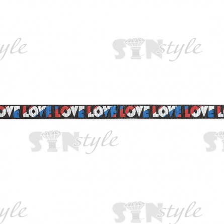 Лента репсовая, с принтом "LOVE", ширина 10 мм, цвет черный, намотка 100 ярдов фото 2