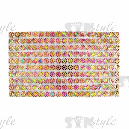 Термоаппликация из стеклянных страз, цвет радужный (голография), размер 23х400 мм, 10 рядов на листе фото 1