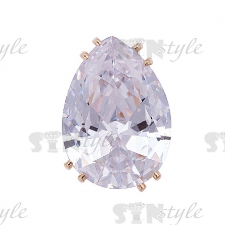 Стразы пришивные стеклянные в цапах, форма капля, цвет золото+белый прозрачный, размер 9*14 мм фото 1